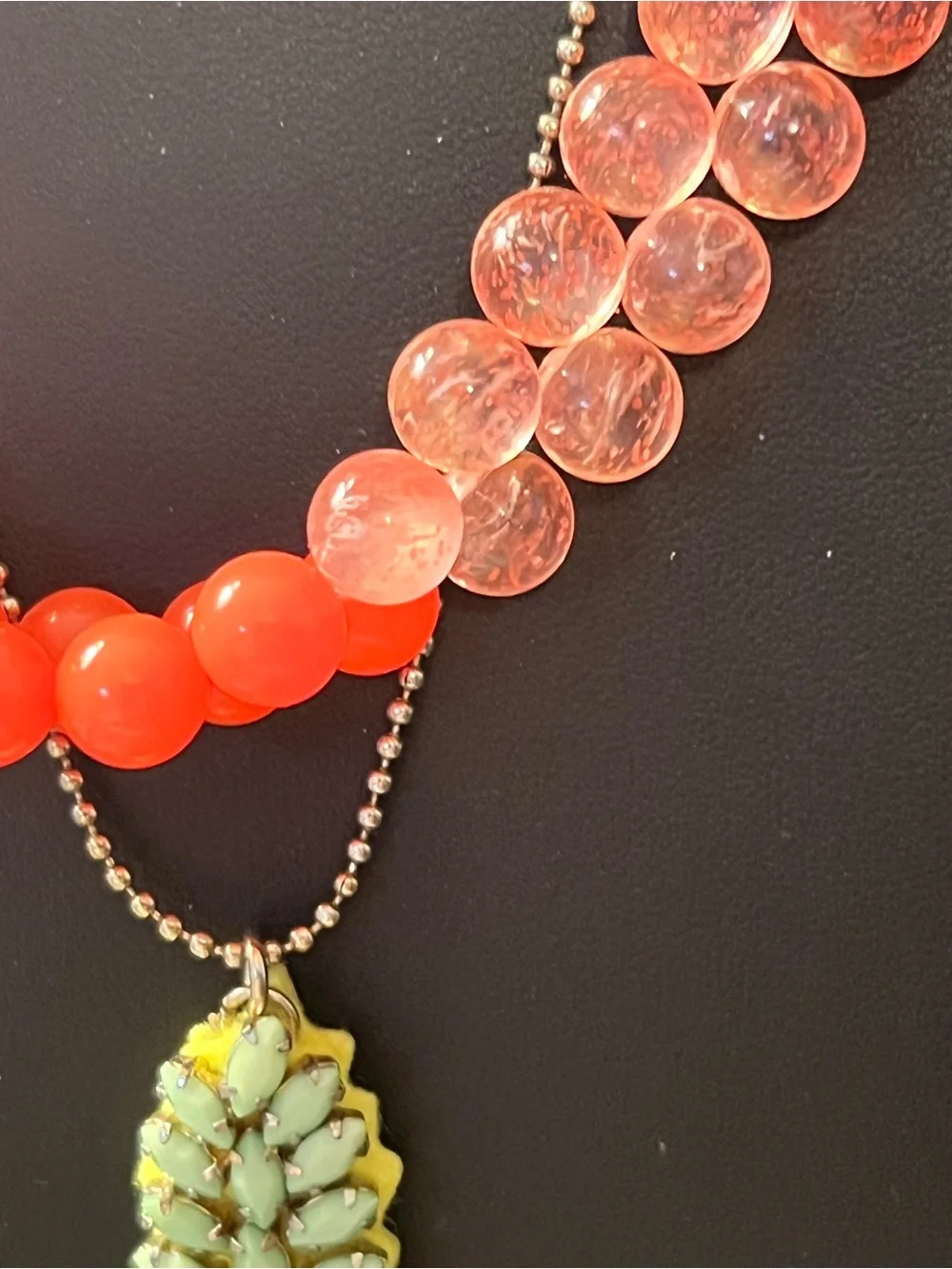 Colorful Pineapple Pendant Beaded Necklace - Pink & Coral